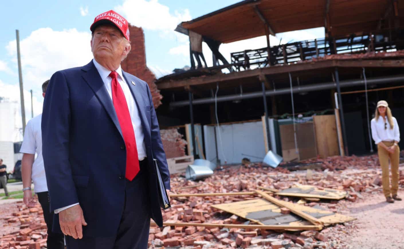 Trump tours devastation