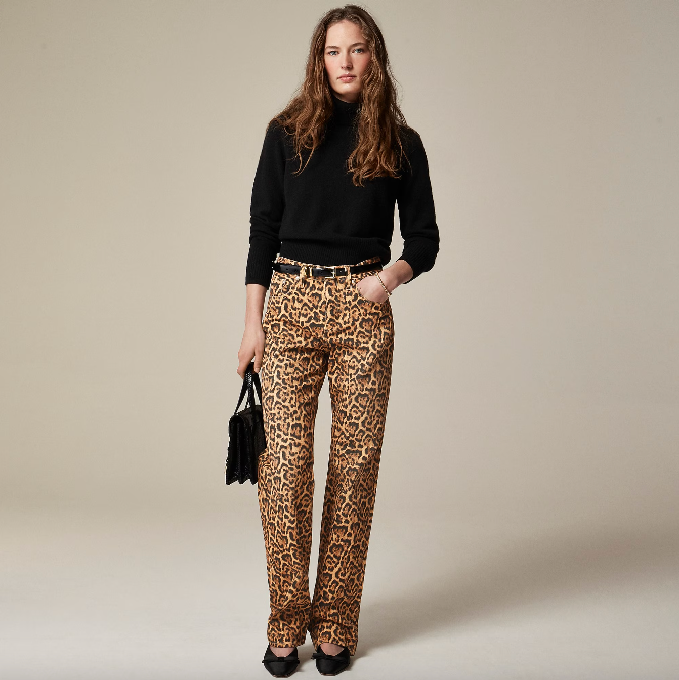 J.Crew Leopard mid-rise slouchy jean in 1984 rigid