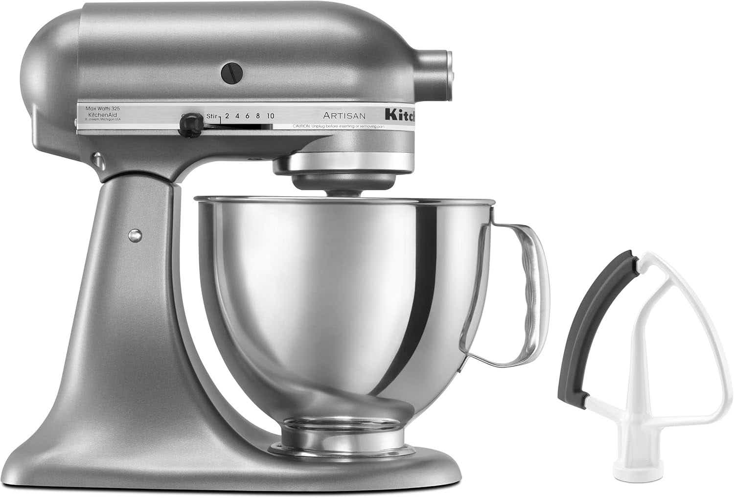 KitchenAid KSM150FECU Value Bundle Artisan 5 Quart Stand Mixer, Contour Silver