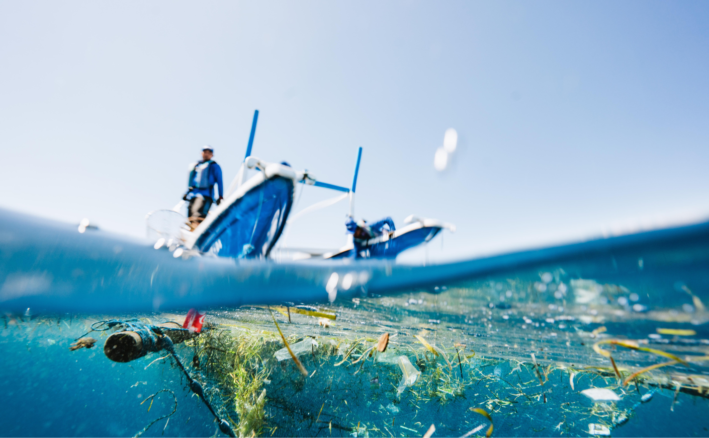 Plastic waste floating in the ocean