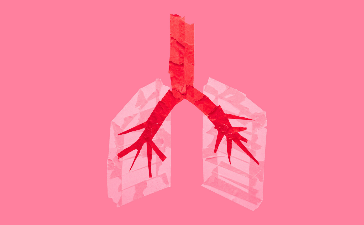 two lungs made out of pink tape