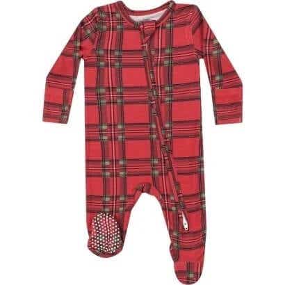 red plaid footie pajamas for baby