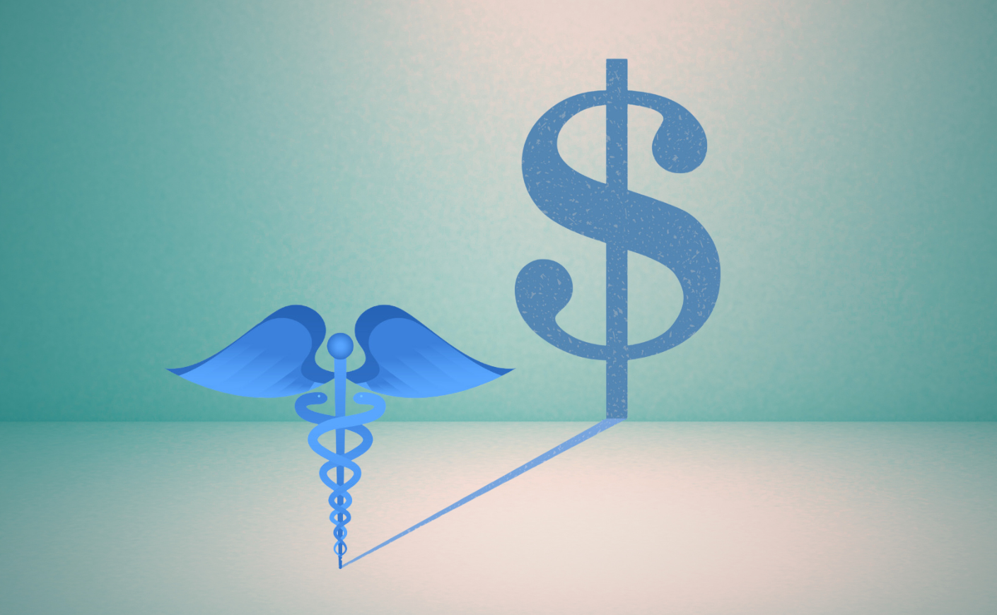 Caduceus Medical Symbol casting dollar sign shadow