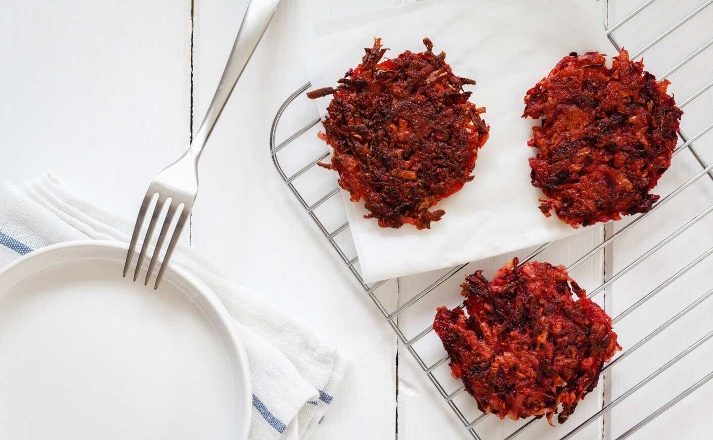 beet latkes on a plate