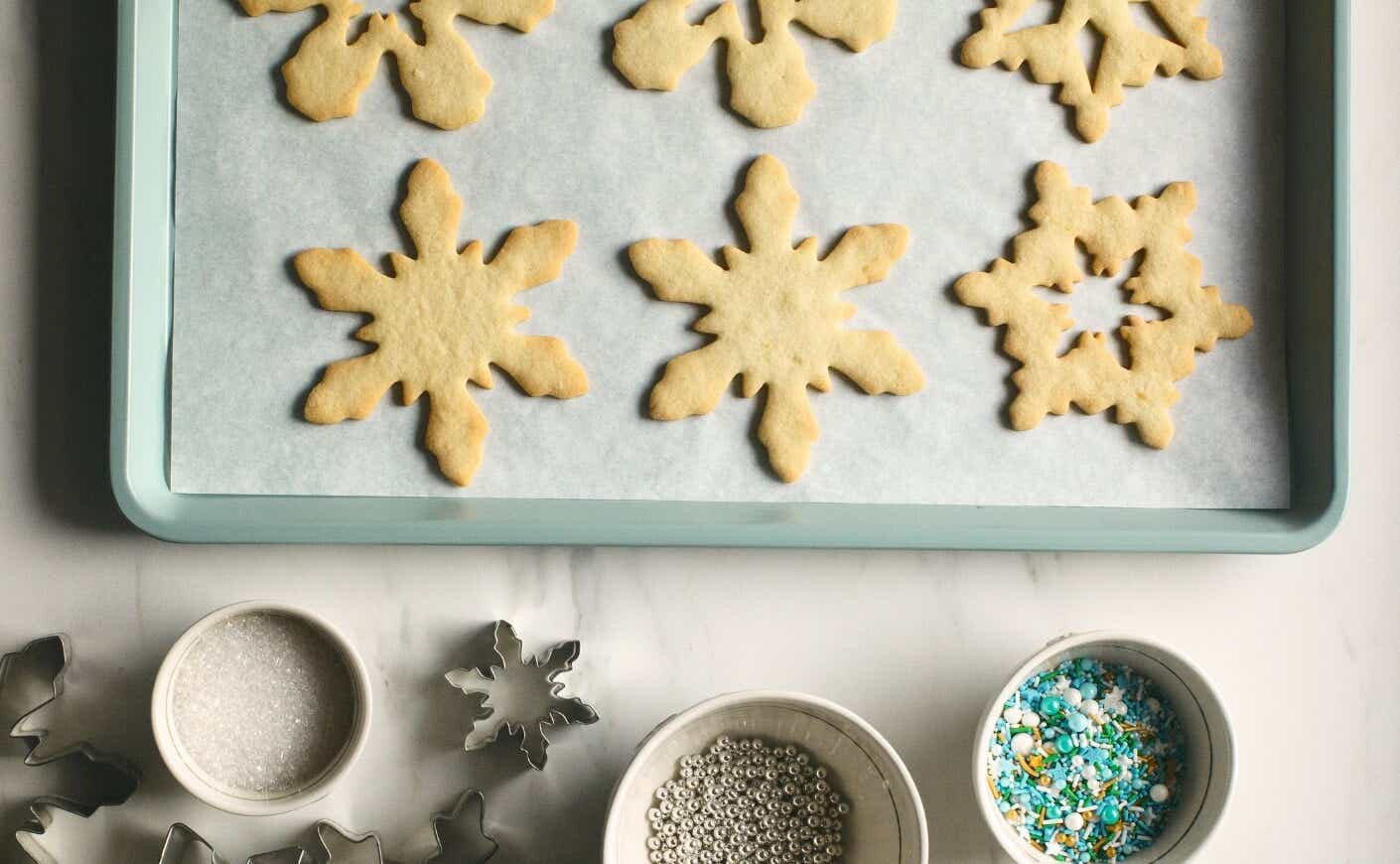 Sugar cookies on a baking sheet