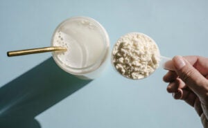 a cup of protein supplements