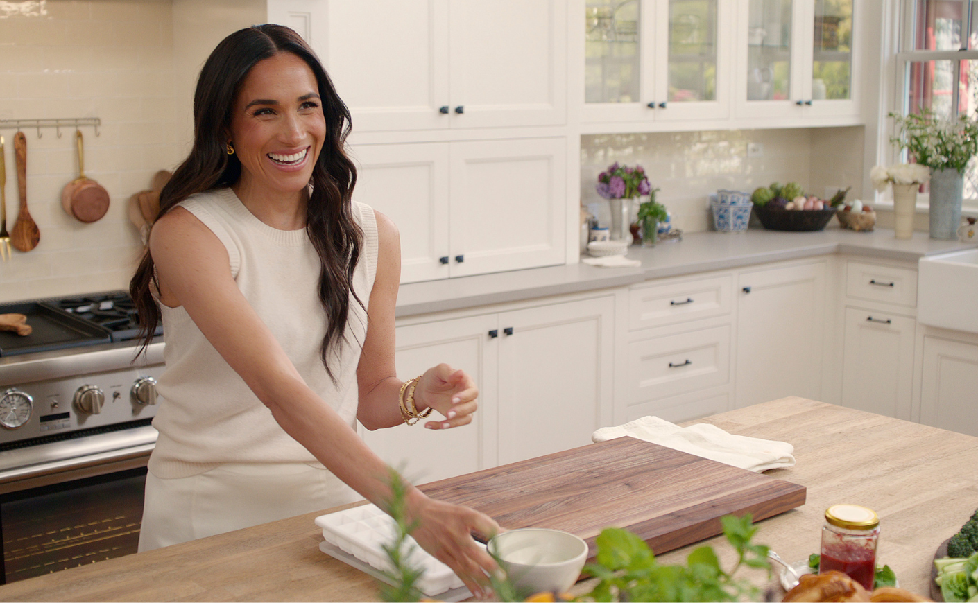 Meghan Markle in a kitchen