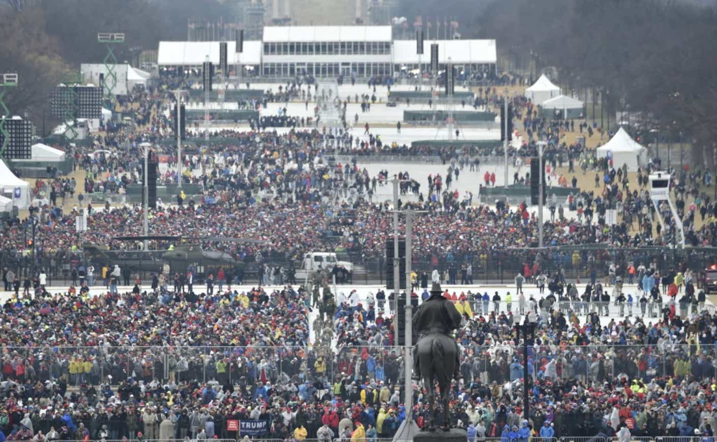 Crowds gather at Trump's 2017 inauguration.