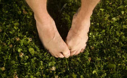 feet with bunions on grass