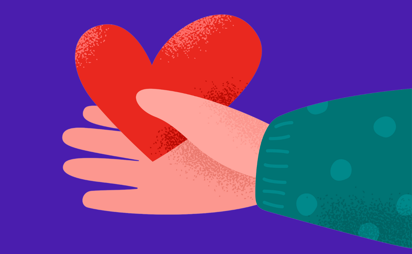 Illustration of a hand holding a heart