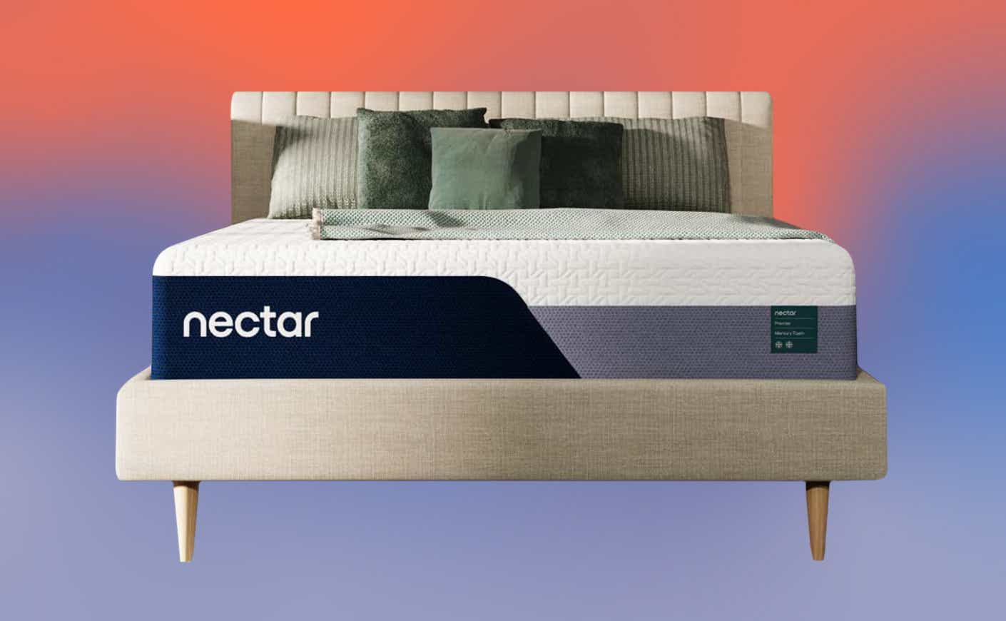 nectar mattress on orange and purple background