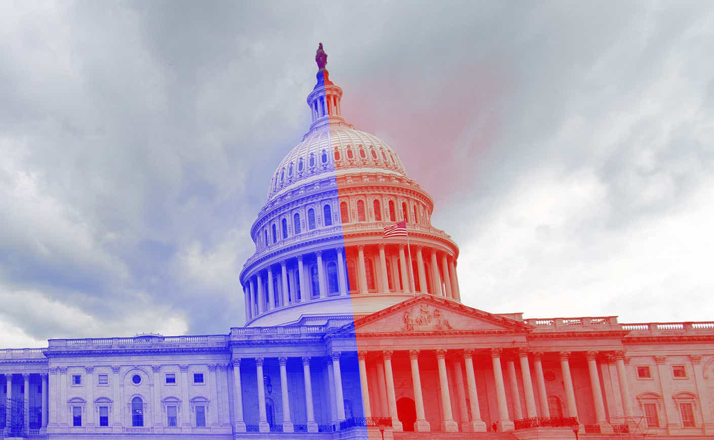 U.S. Capitol divided into blue and red sides