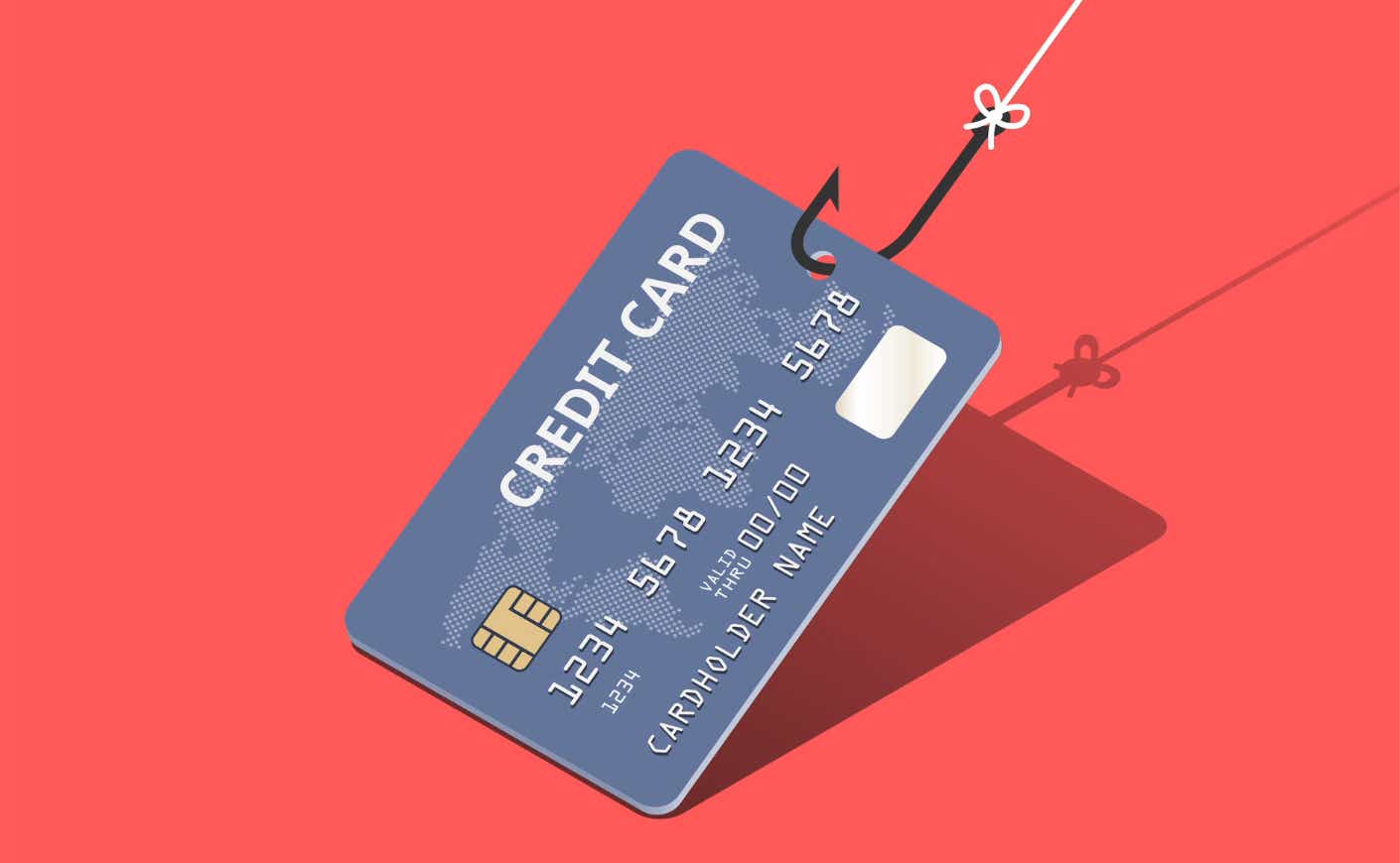 A credit card on a hook