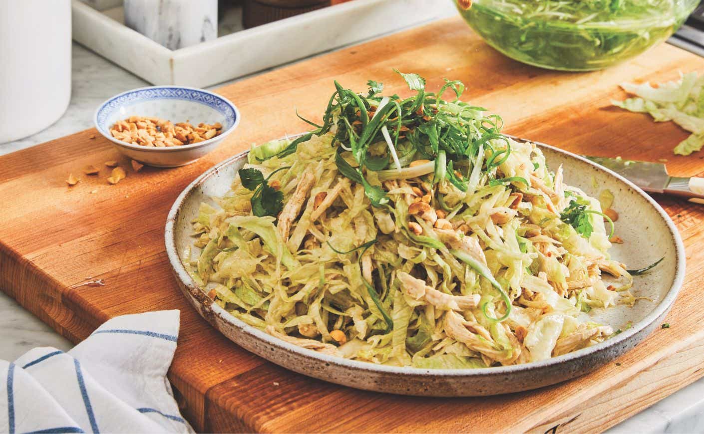 A dish of Chinese chicken salad.