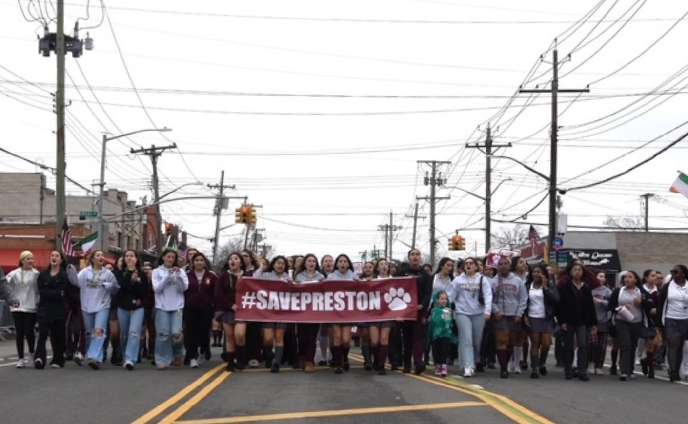 Preston High School students march to save their school