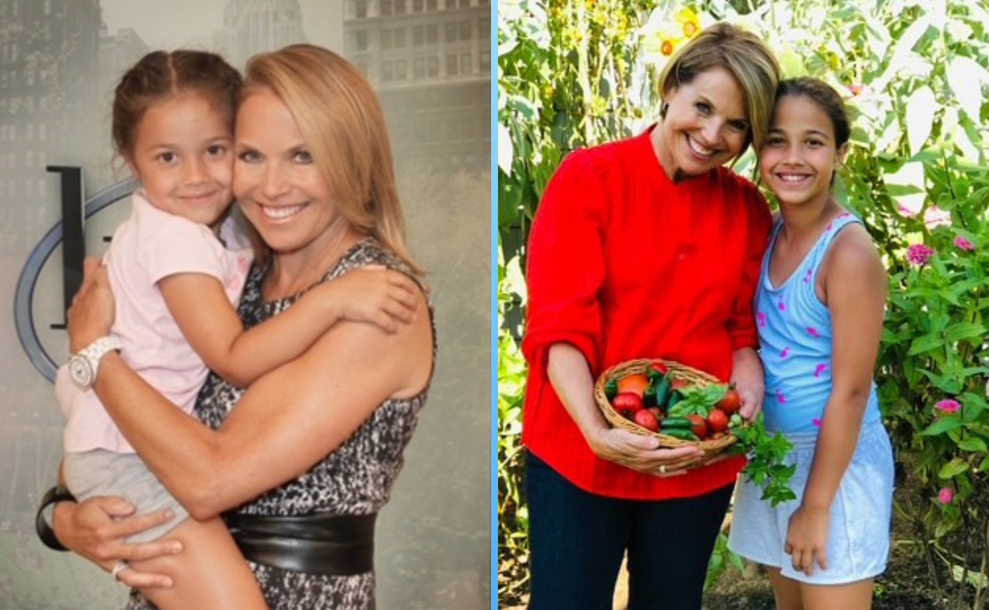 Katie Couric posing with a young girl