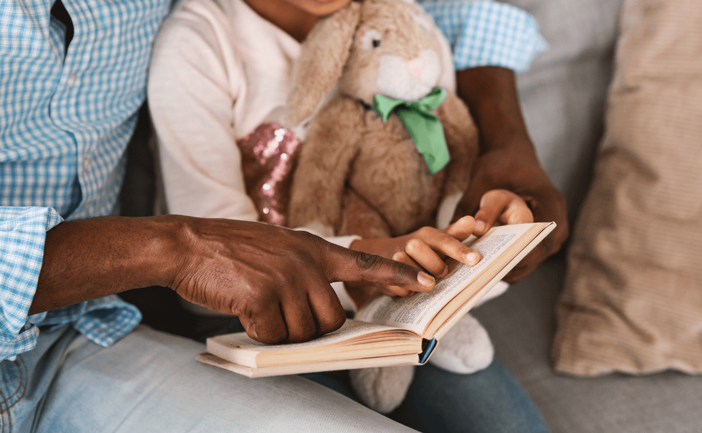 grandparent and child read book