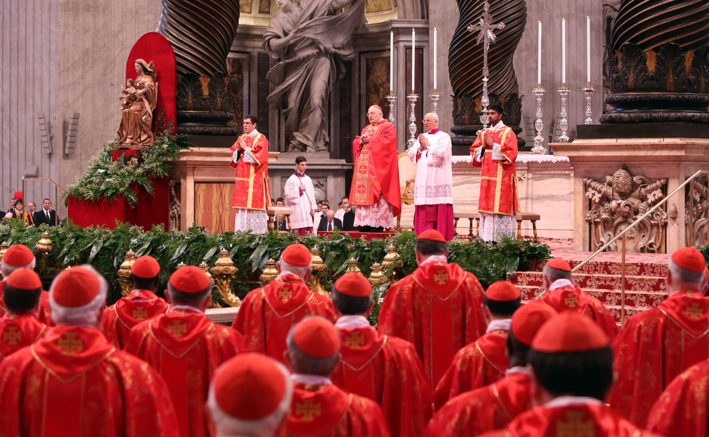 Bishops holding the last mass before voting on the next Pope
