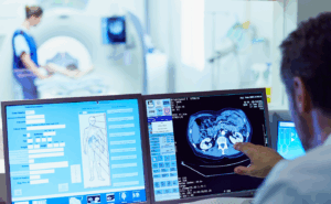 Doctor conducting a brain scan