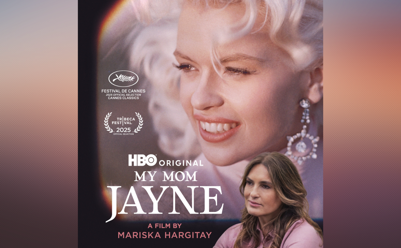 documentary post of "my mom jayne" showing jayne mansfield and mariska hargitay
