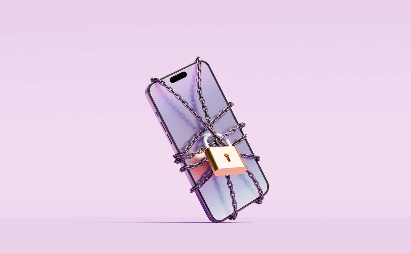Image of cell phone with giant lock on it