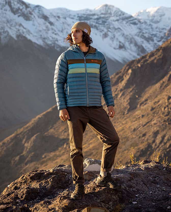 man hiking on a mountain