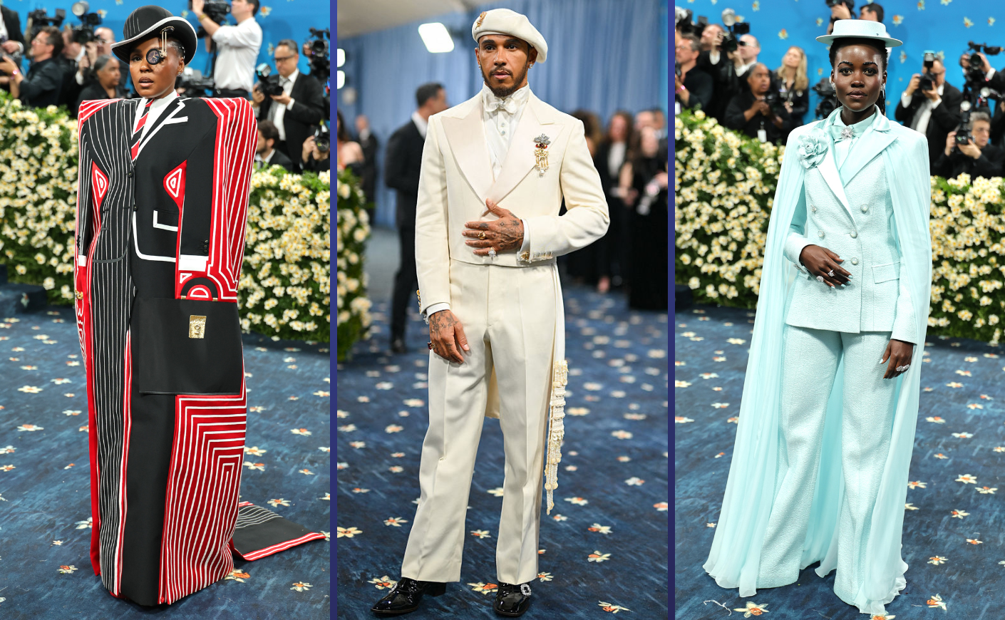 Janelle Monae, Lewis Hamilton, Lupito Nyong'o at the 2025 Met Gala