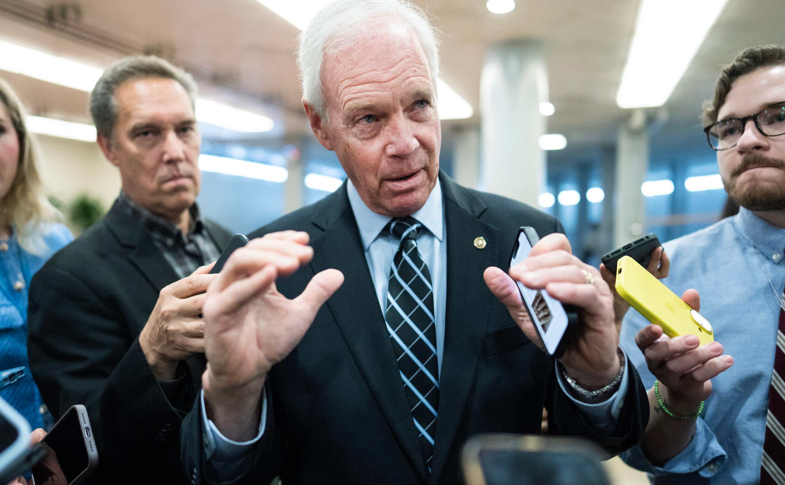 Sen. Ron Johnson speaks to reporters.