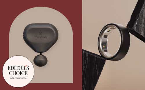 a theragun mini and an aura ring