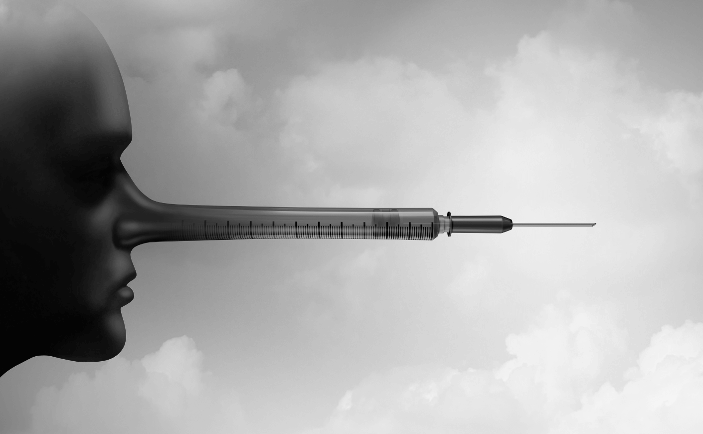 person with a long nose lying
