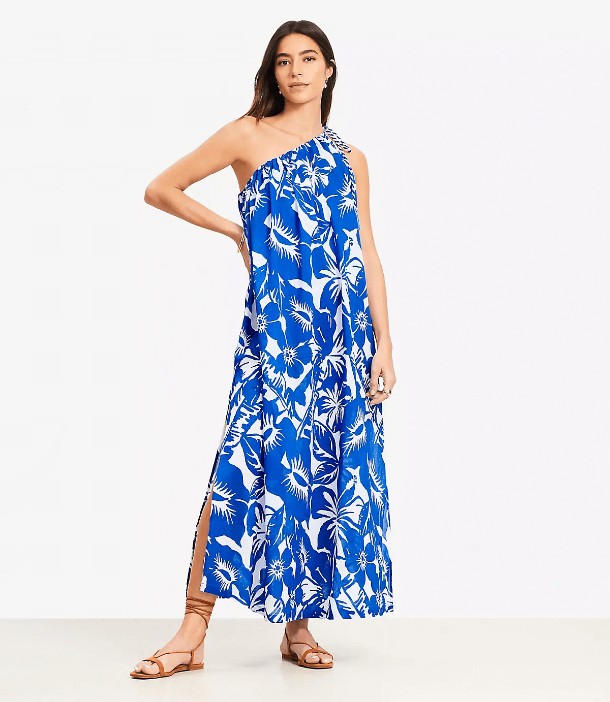 loft beach tropical one shoulder dress
