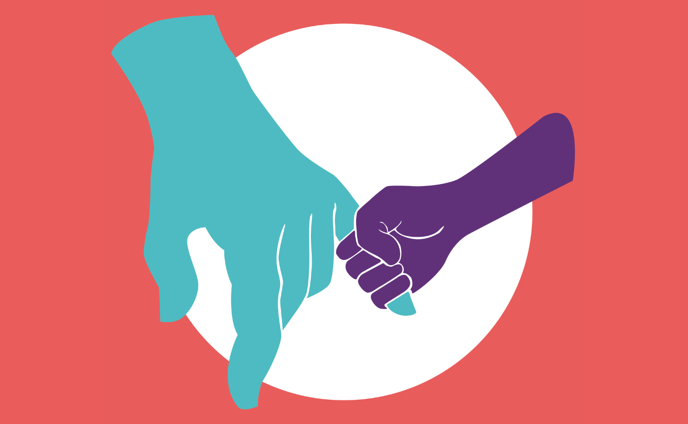 Illustration of a father's hand holding a child's