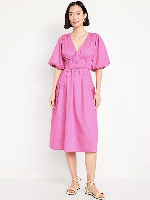Old Navy Puff-Sleeve Midi Dress