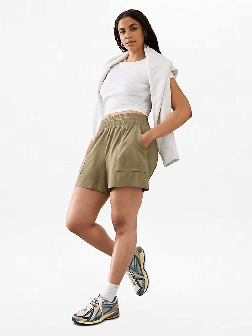 athleta waywind shorts on model