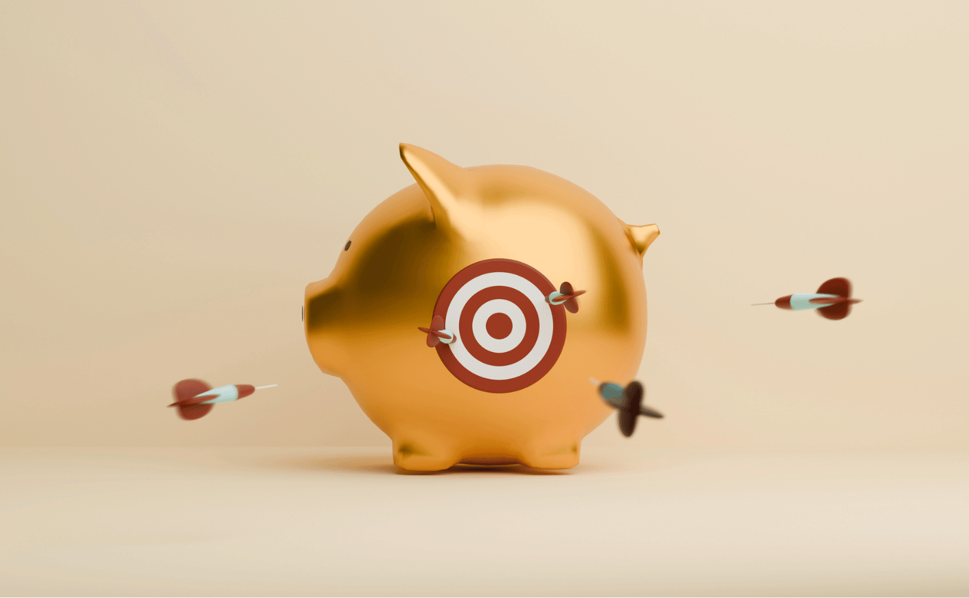 gold piggy bank with arrows
