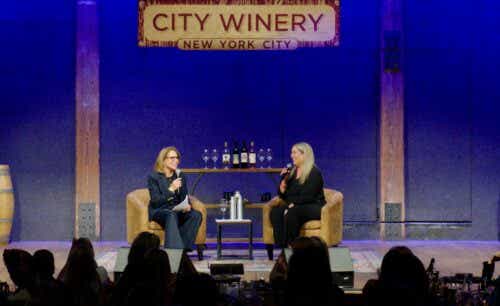Katie onstage at City Winery with Dr. Krys Araujo-Torres