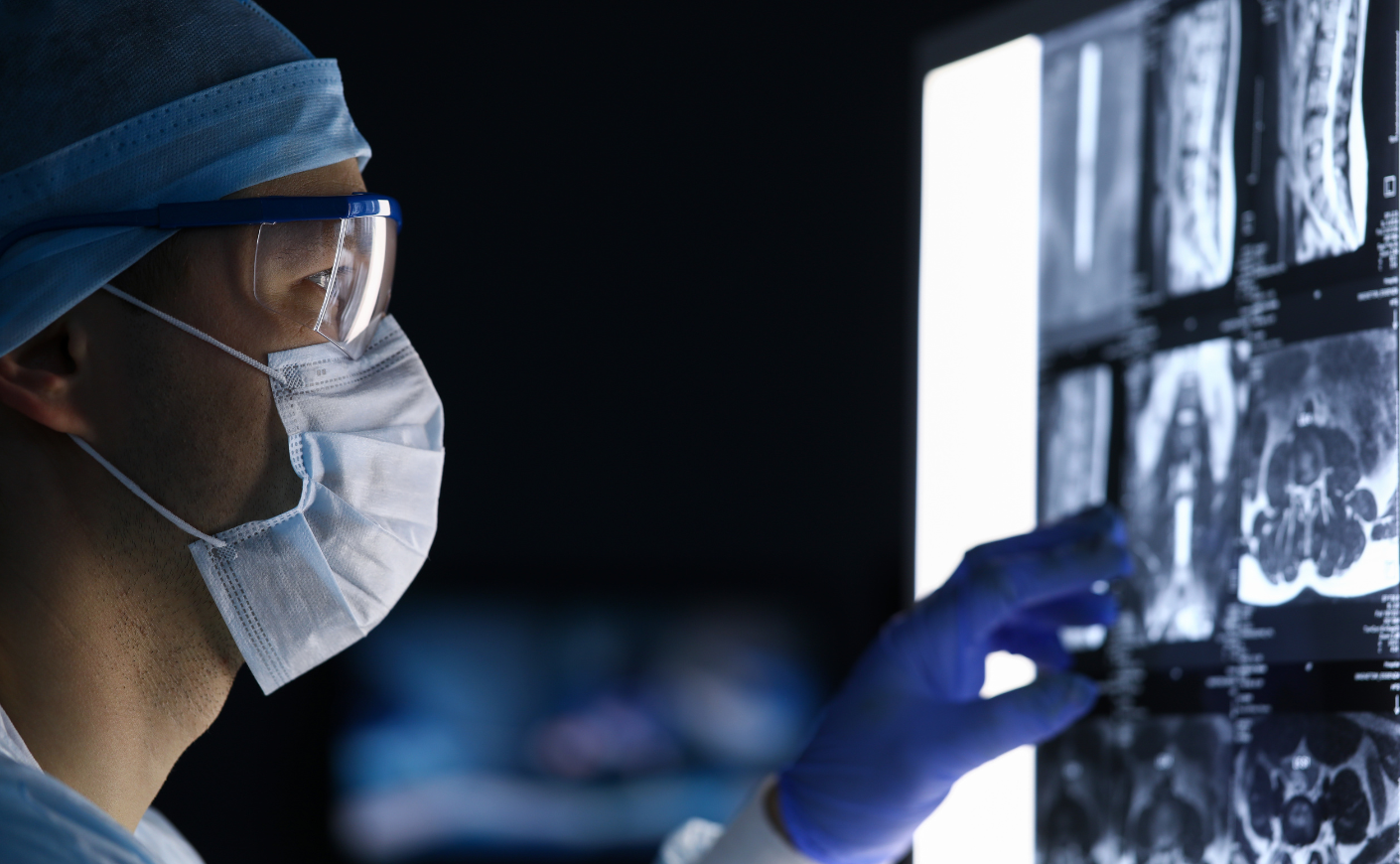 Doctor studying medical imaging