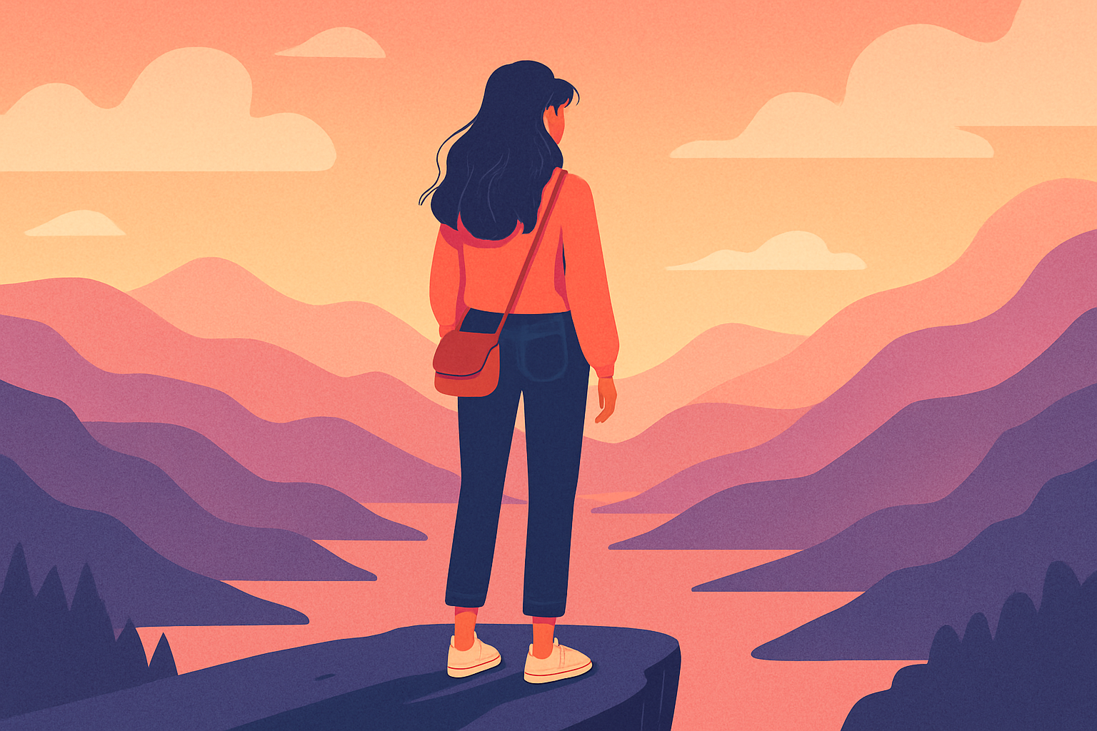 woman standing at the edge of a cliff