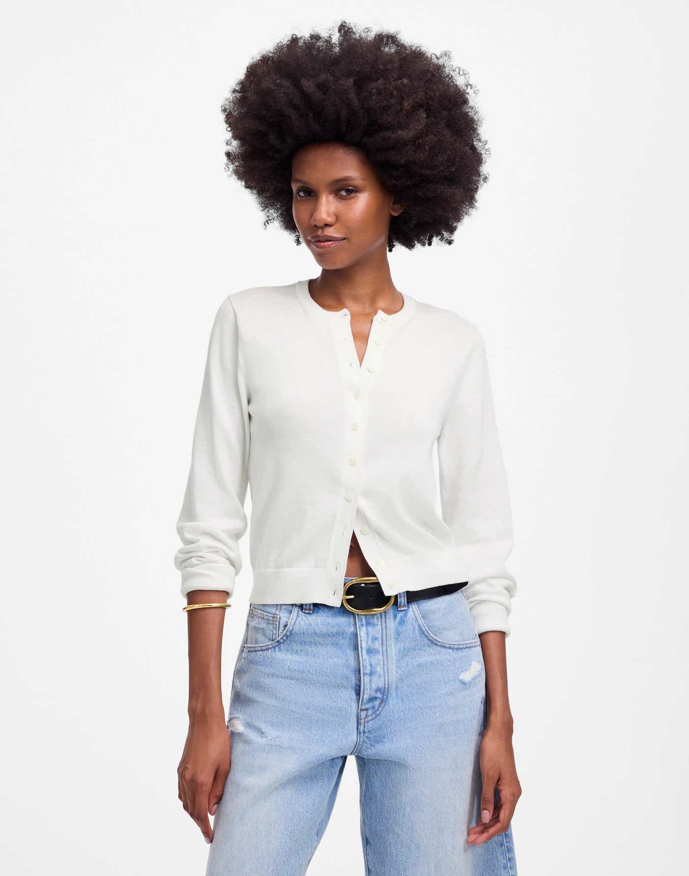Cotton Crewneck Cardigan