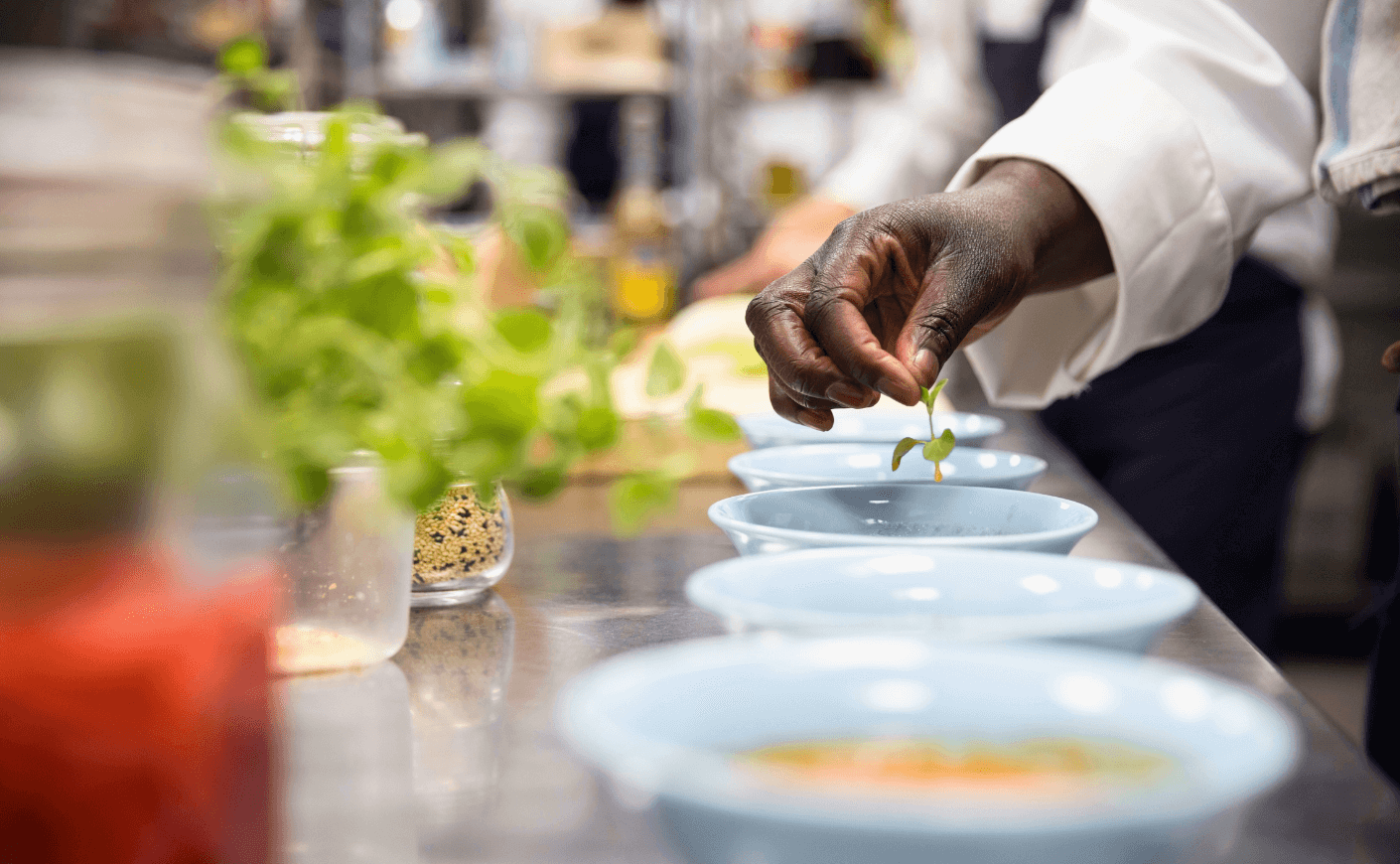 hand working in the kitchen