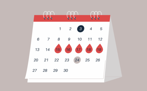 a calendar with period dates