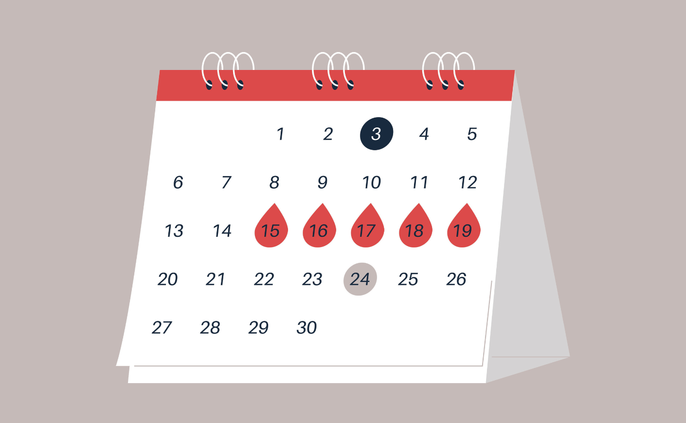 a calendar with period dates