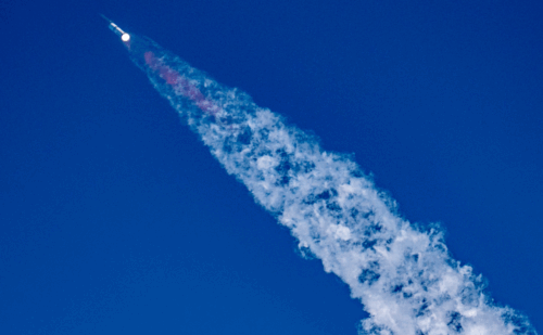 The SpaceX Starship rocket launches from Starbase, Texas, as seen from South Padre Island on May 27, 2025.