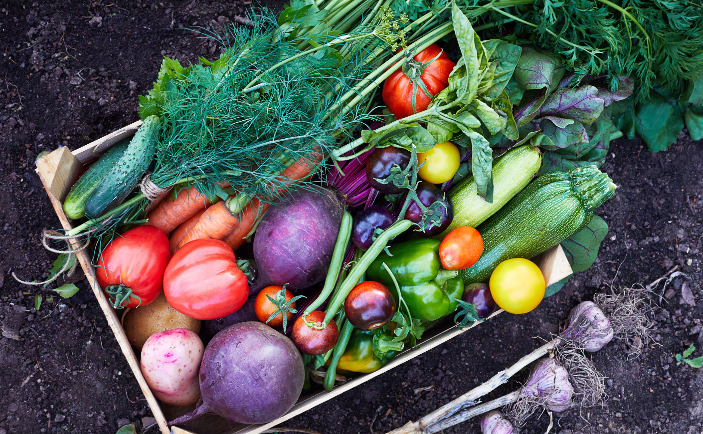 A box of fresh summer produce
