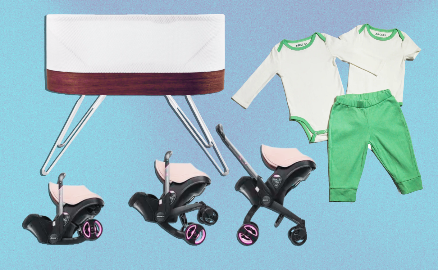 collage of baby items