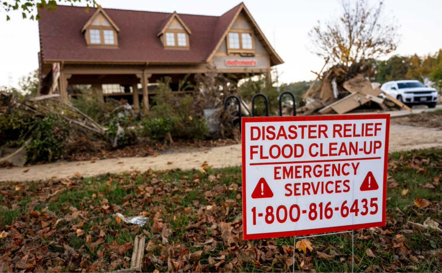 House impacted by natural disaster.