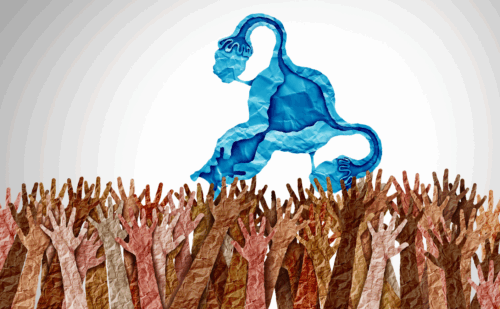 people reaching their arms up below a uterus