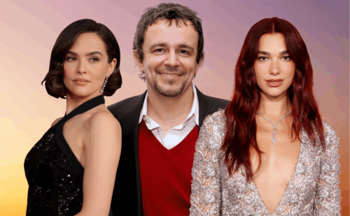 zoey deutch, nick arrojo and dua lipa