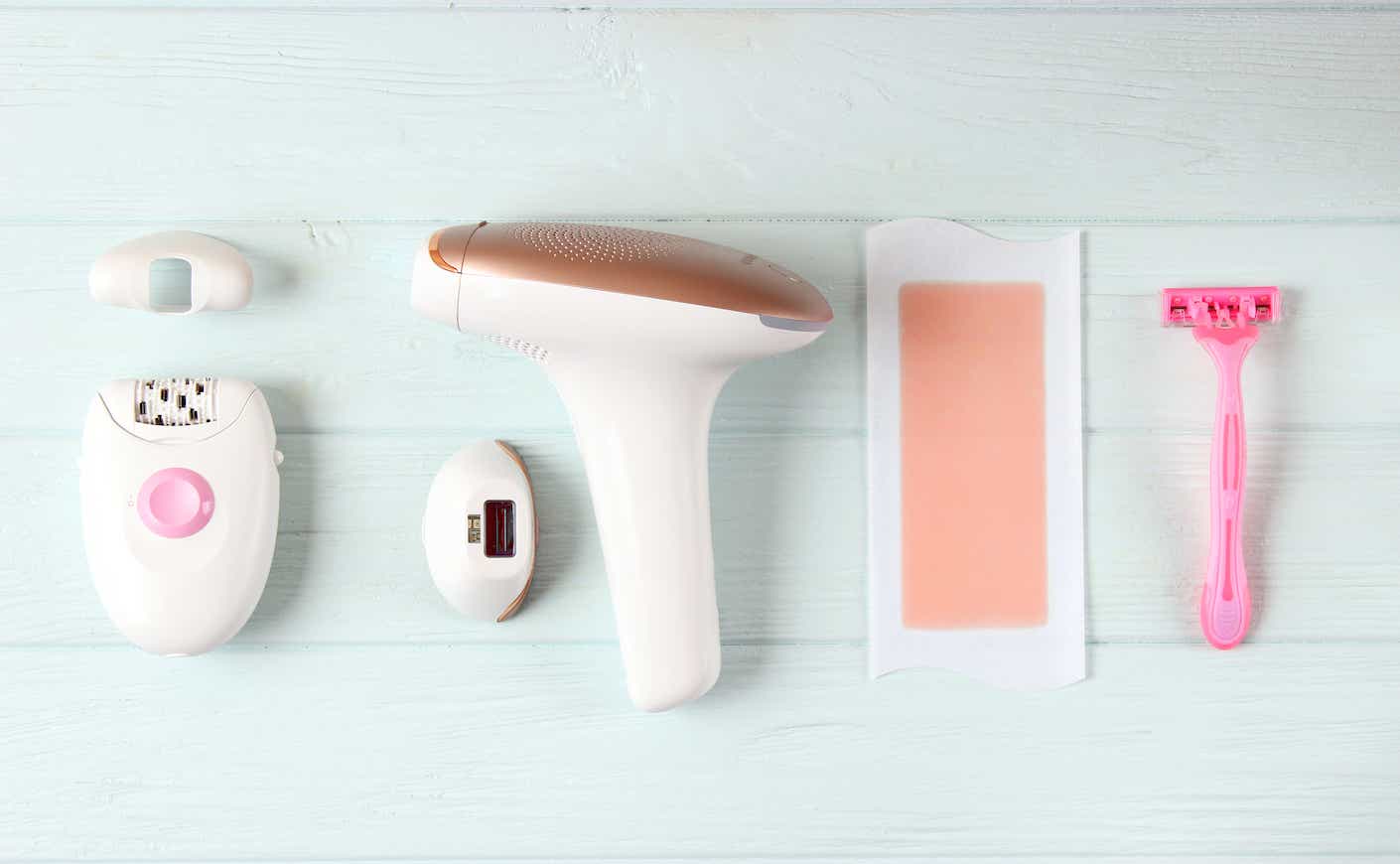 a set of different tools for home hair removal.