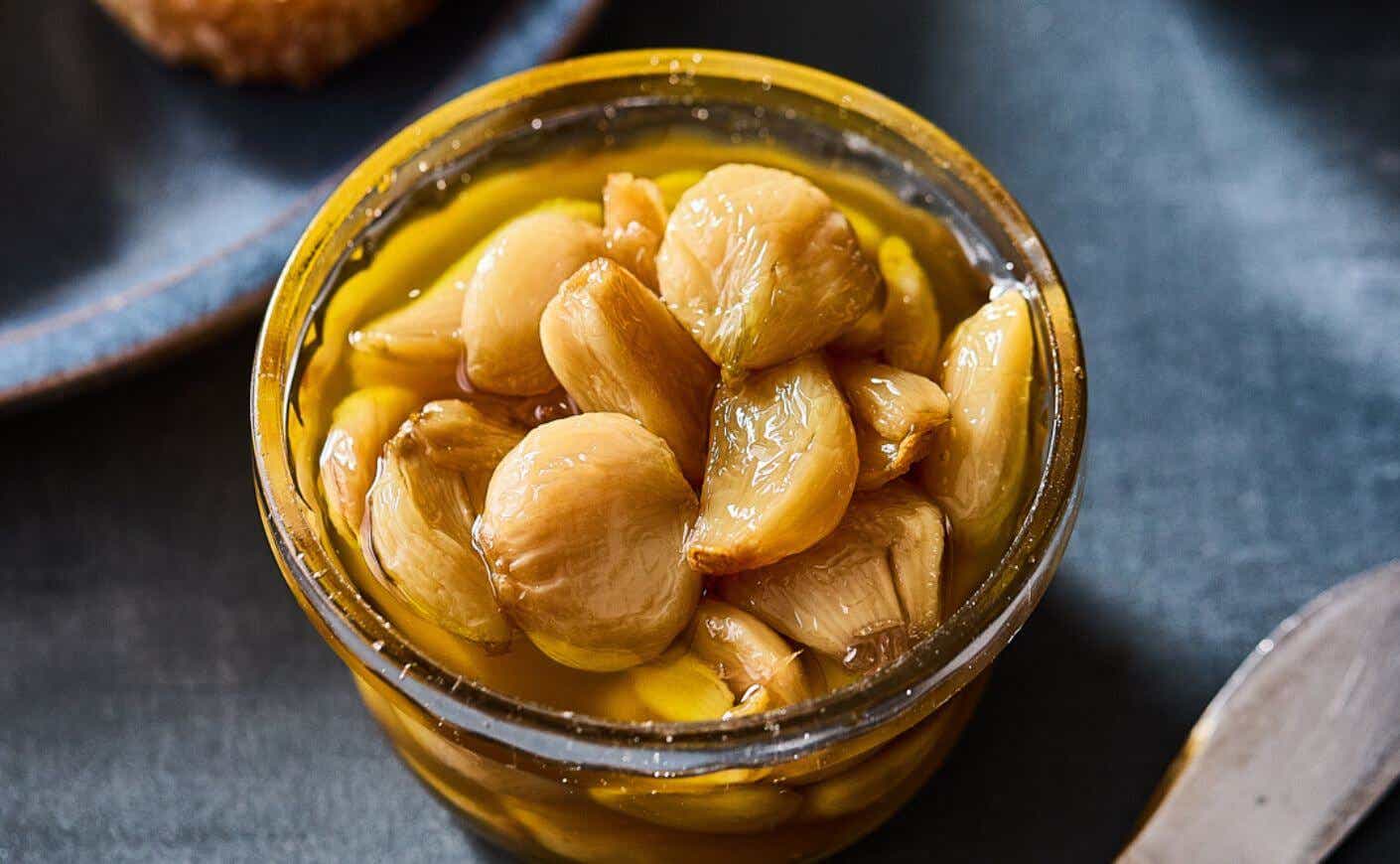A jar of garlic confit.